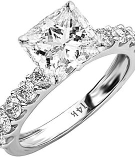 2 Carat 14K White Gold GIA Certified Princess Cut Diamond Ring