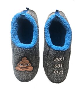 Men's Just Got Real Poop Emoji Embroidery Comfy Slippers