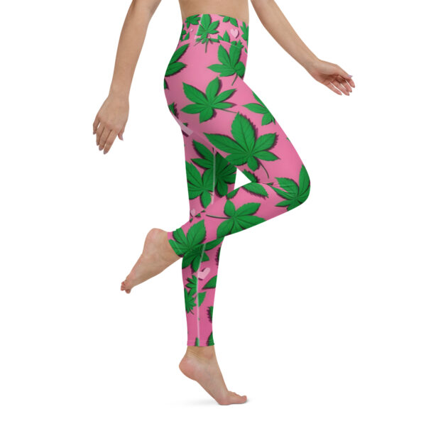 Fifth Degree™ Pink Weed 420 Marijuana Cannabis High Waisted Moisture Wicking Yoga Music Festival Leggings - Image 6