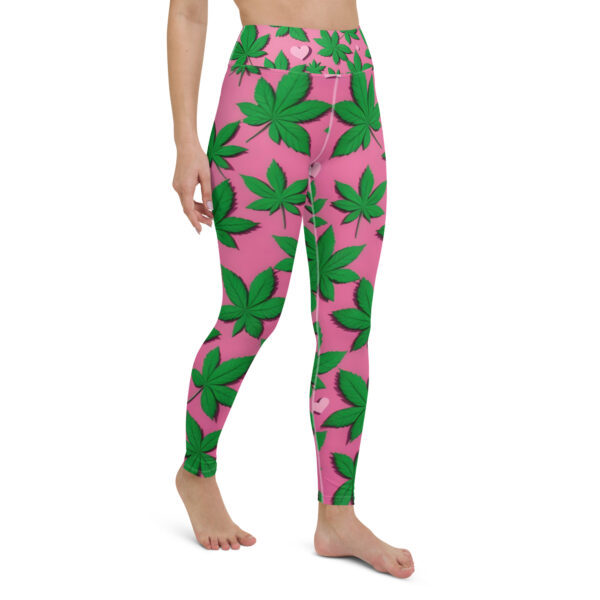 Fifth Degree™ Pink Weed 420 Marijuana Cannabis High Waisted Moisture Wicking Yoga Music Festival Leggings